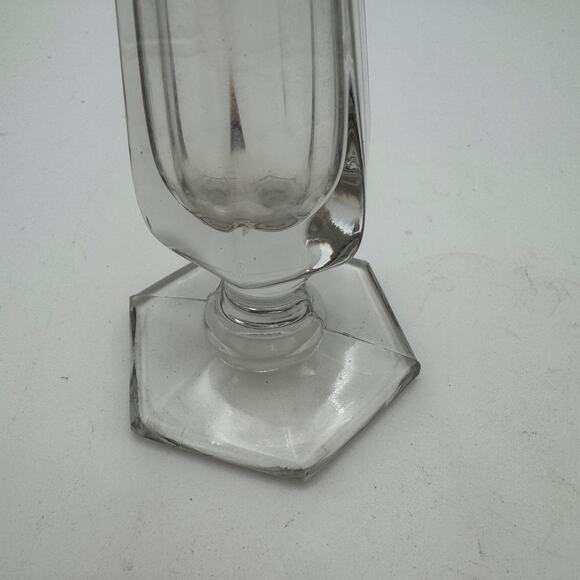 Clear Swung Glass 13.5" Footed Vase 10 points. Mid Century Modern - Picture 4 of 7